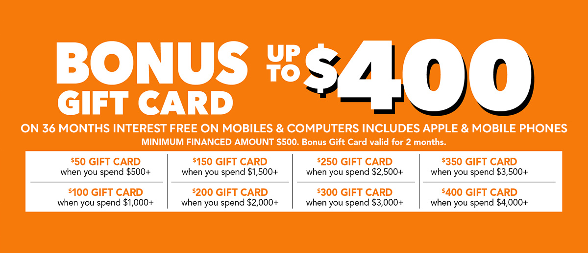 Details for Bonus Gift Card on Interest Free