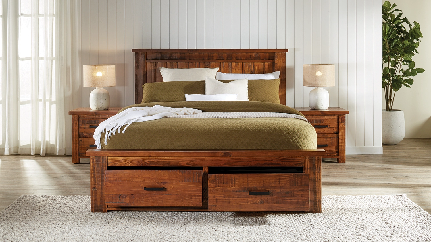 Bed frame with drawers