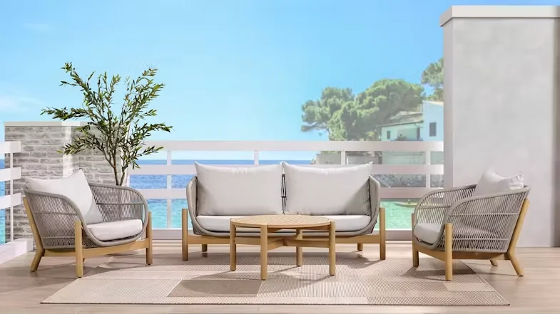 Sonata 4 Piece Outdoor Lounge Suite in a coastal setting