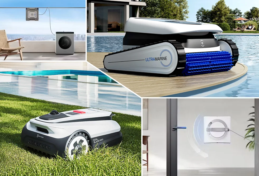 Outdoor robotics products supporting lawn, pool and window care.