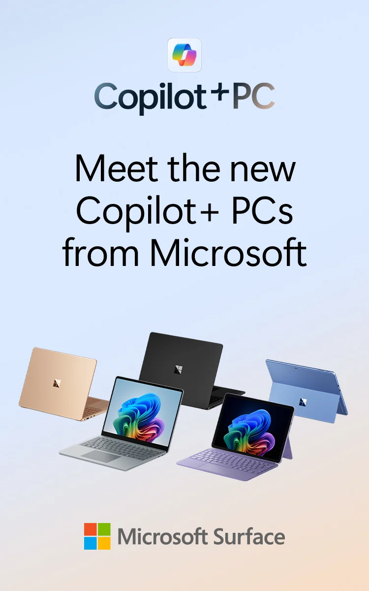 Copilot Plus PC Logo with Lapotp in the background