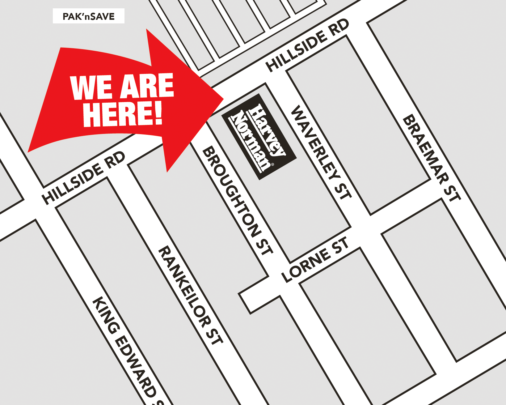 Map showing Dunedin Outlet location