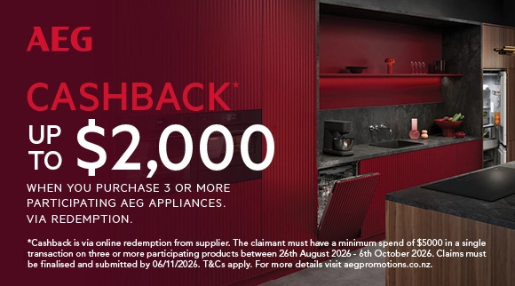 AEG cashback up to $2000 when you purchase 3 or more participating AEG appliances via redemption.