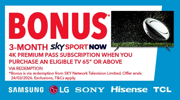 Bonus 3-Month Sky Sport Now 4K Premium Pass Subscription When You Purchase an Eligible TV 65" or Above!