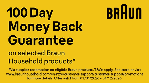 Braun 100 Day Money Back Guarantee on eligible Braun products via redemption!