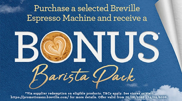 Breville bonus barista pack when you purchase an eligible Breville espresso machine via redemption