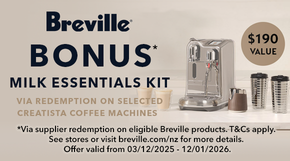 Breville receive a Bonus Milk Essential Kit when you purchase an eligible Breville product via redemption!