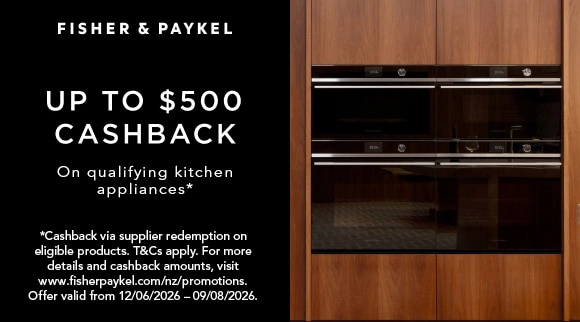 Fisher & Paykel get up to $500 Cashback when you purchase an eligible Fisher & Paykel Kitchen Appliance! Via redemption.