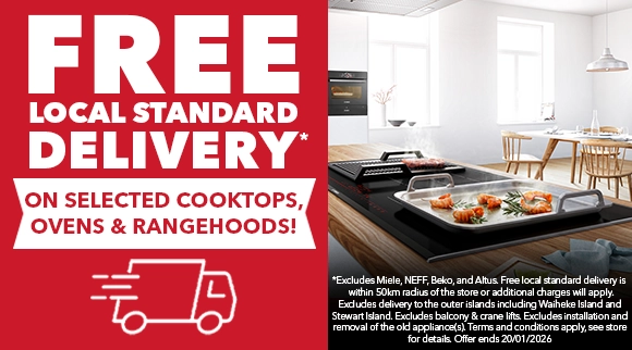 Free Delivery on Cooktops, Ovens & Rangehoods!