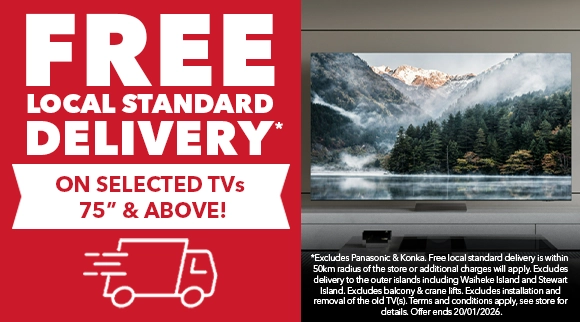 Free Delivery on TVs 75" and Above!