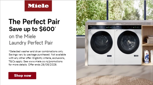 Save up to $600 when you purchase a selected matching Miele washer and dryer pair