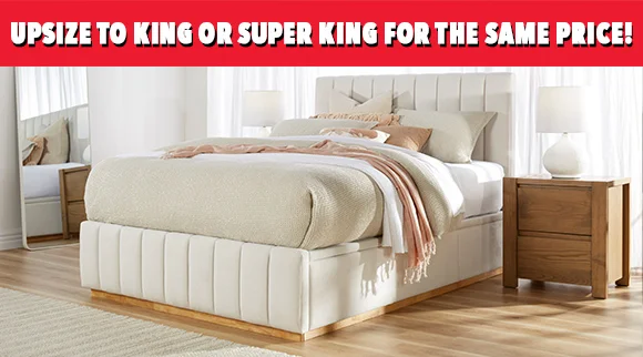 Olivia Queen Gas Lift Storage Bed Frame - Snow Upsize Deal
