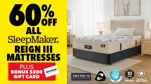 60% Off Reign III Mattresses by SleepMaker, Plus $200 Bonus Gift Card!