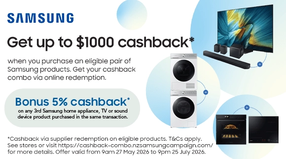 Samsung Cashback Combo Promotion! Get up to $1000 Cashback* when you purchase an eligible pair of Samsung products in a single transaction! Via redemption