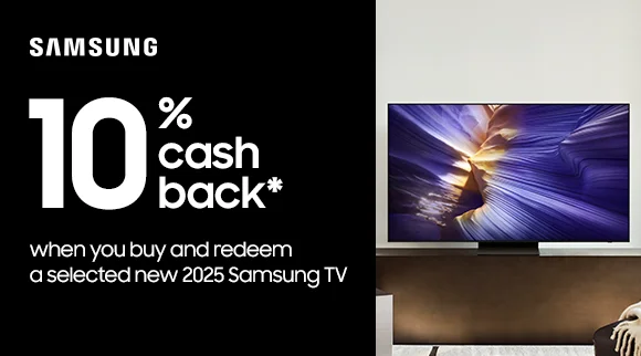 Samsung Get 10% Cashback on Selected New 2025 Samsung TVs