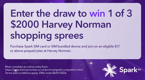 Be in to WIN 1 of 3 $2000 Harvey Norman Shopping sprees with Spark!