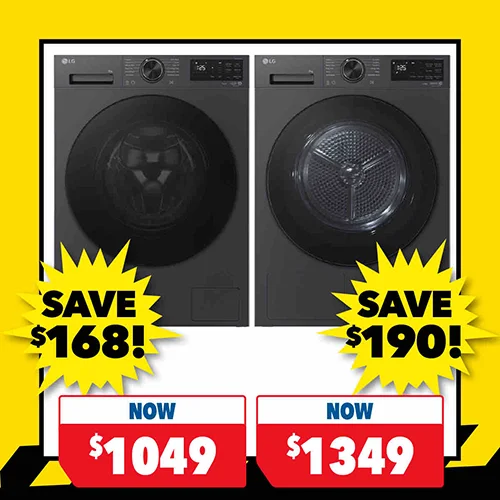 LG 8kg Front Loader Washing Machine & 8kg Heat Pump Dryer