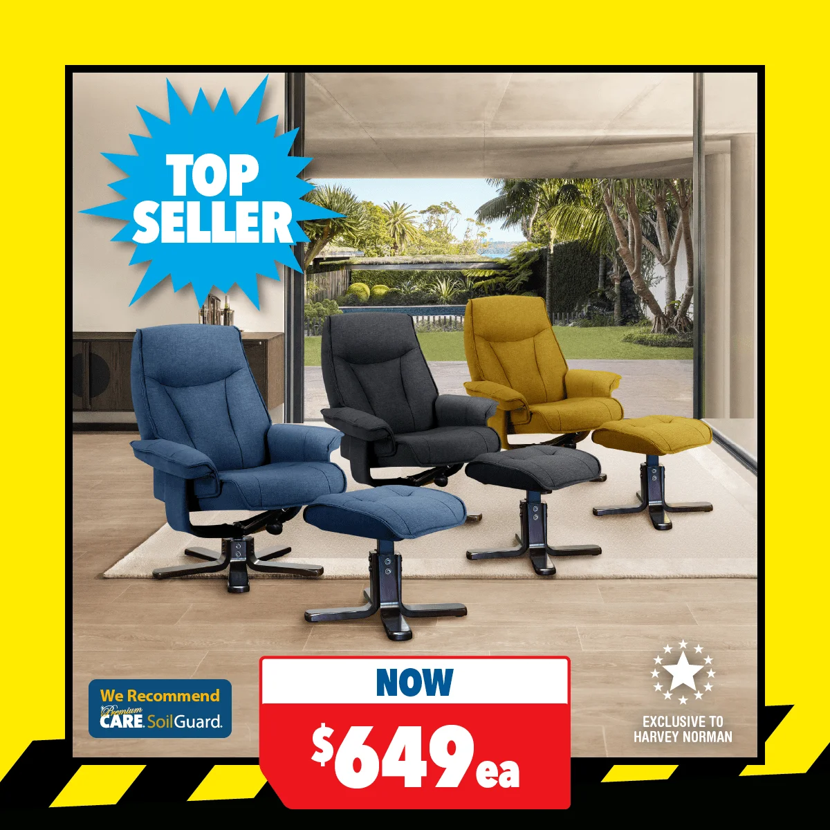 Locarno Fabric Recliner Chair and Footstool