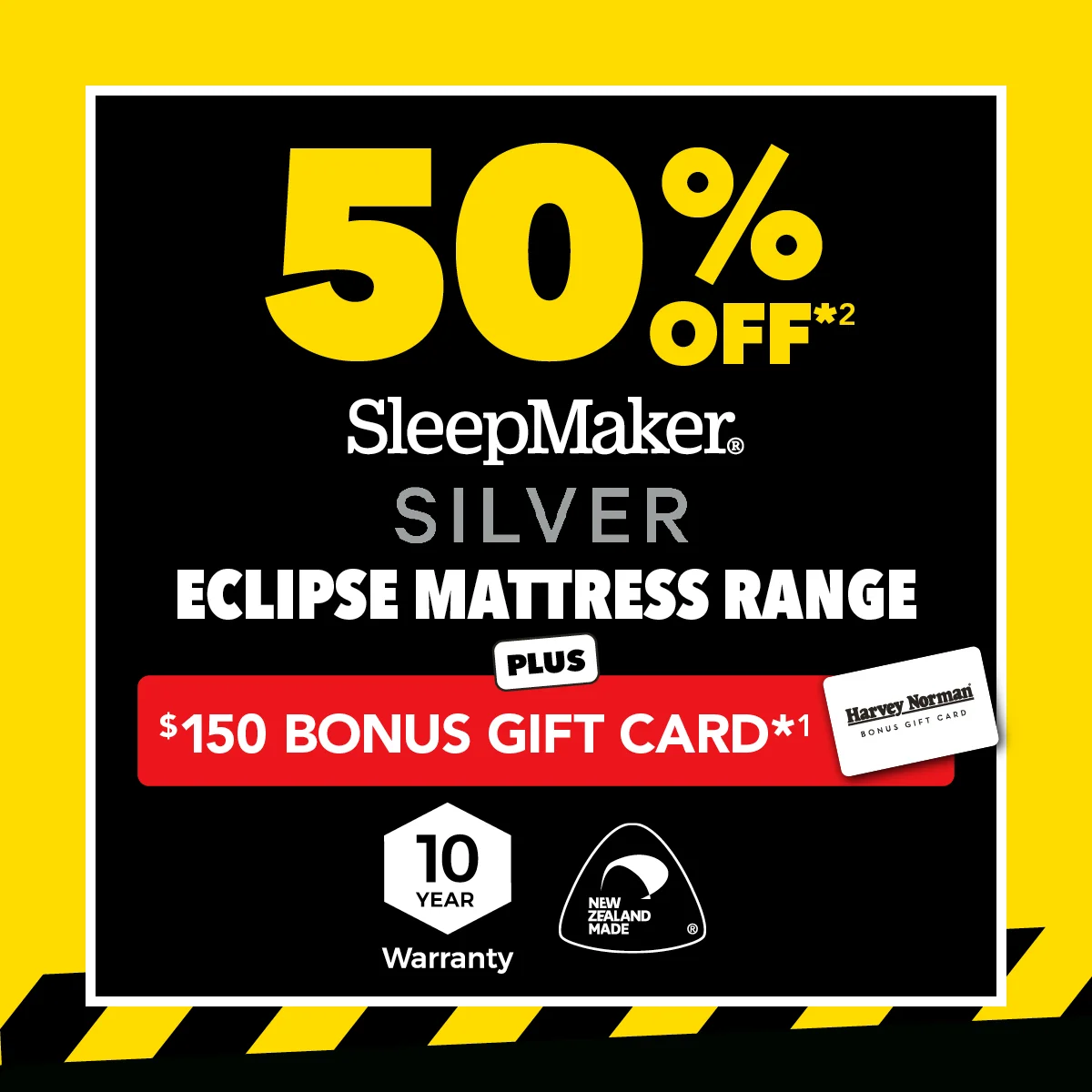 50% Off SleepMaker Silver Eclipse Mattress Range, Plus $150 Bonus Gift Card