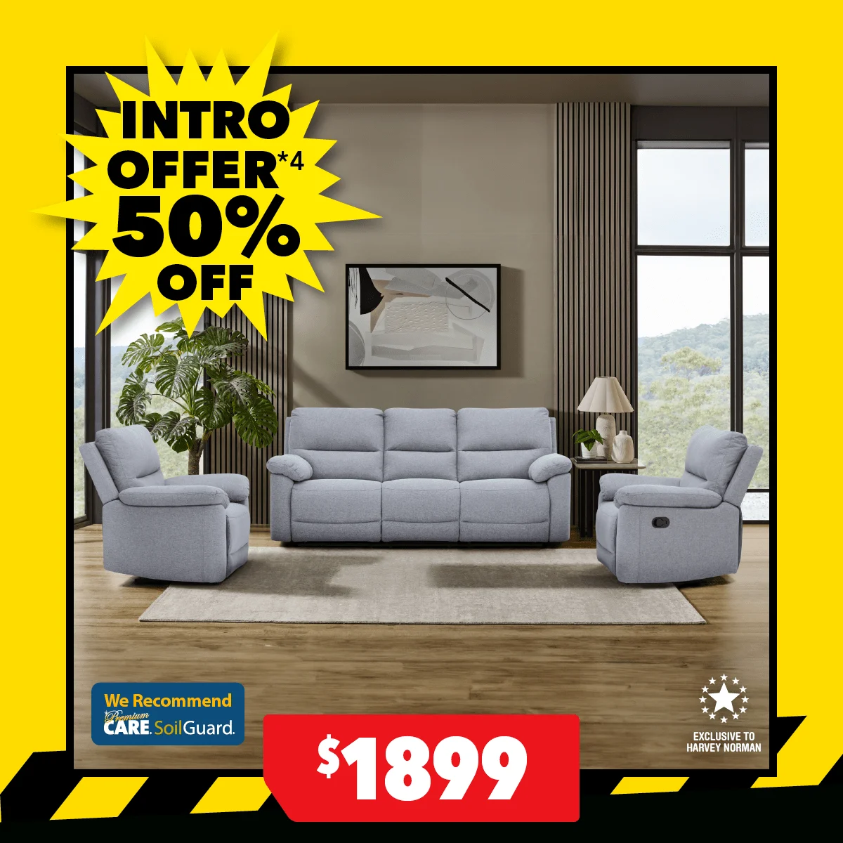 Carter 3-Piece Fabric Recliner Lounge Suite