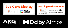 Image showing logo of AKG Harman, Dolby Atoms, Eye Care Display, Gaming Performance