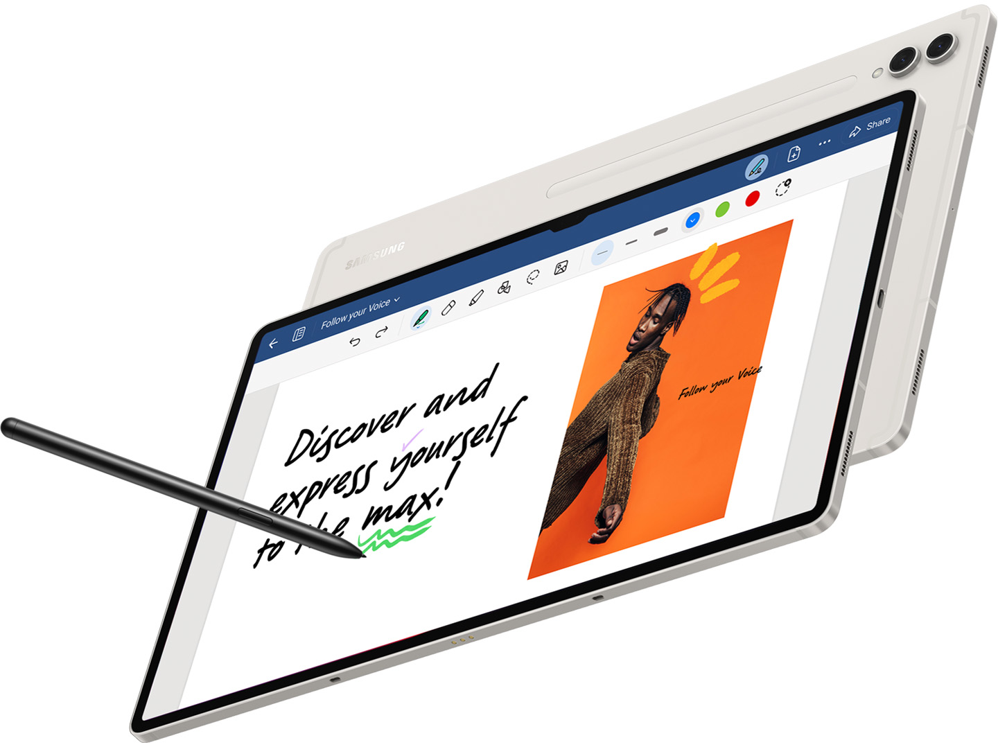 Image of an S Pen being used to draw on the Tab S9