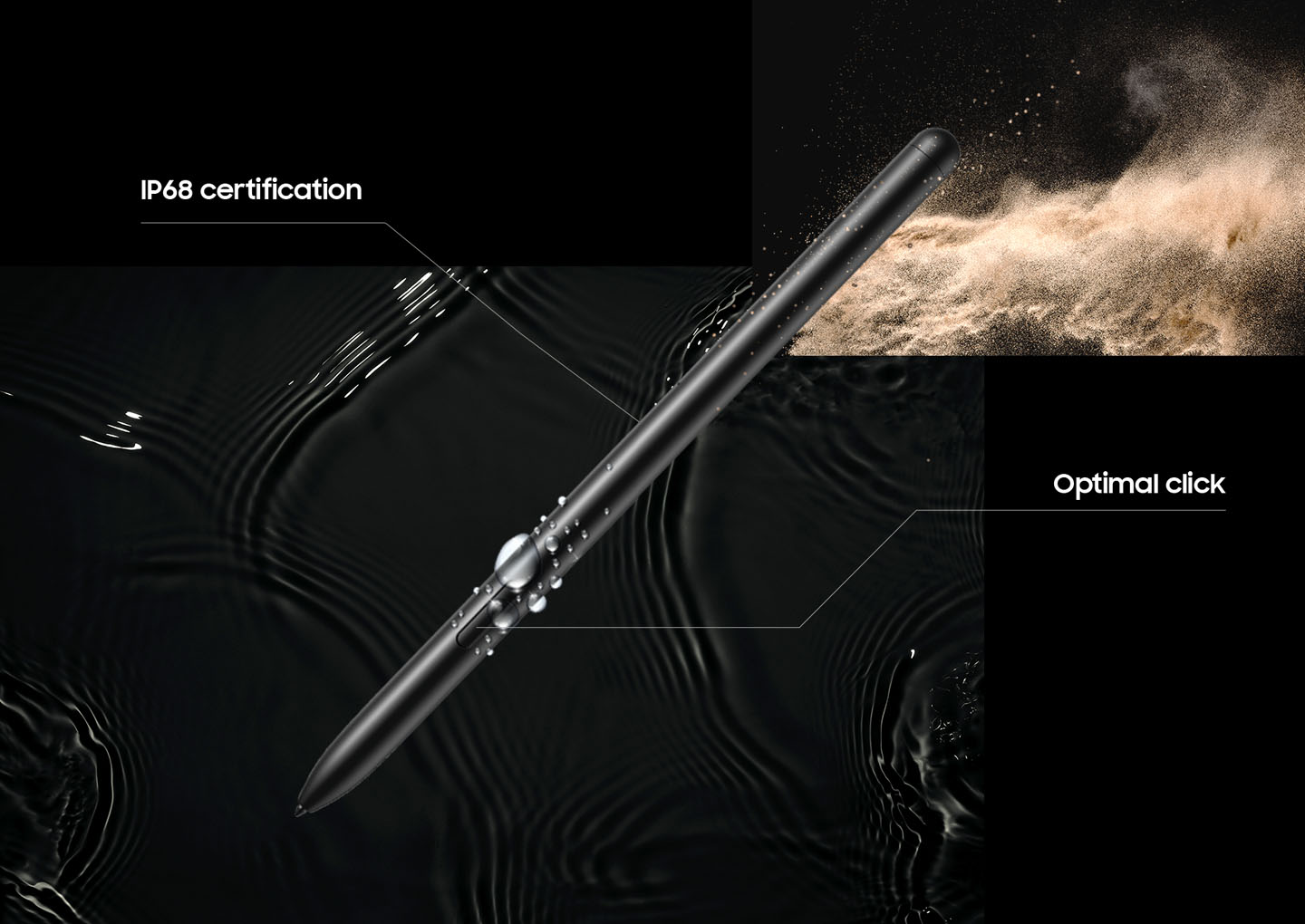 Image displaying water and dust resistance of the S Pen