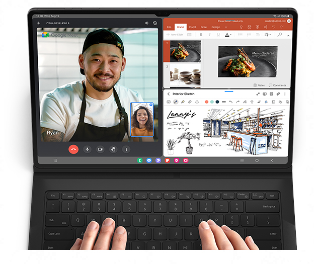 Image showing multiple apps being used on the screen of a Tab S9