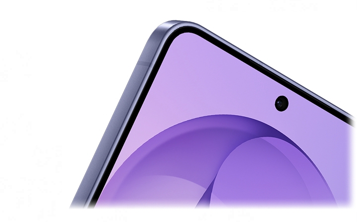 Close up of corner of Galaxy S26 is seen. A sheet of glass hovers in front of the main screen.