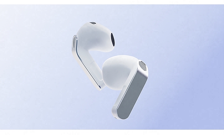A pair of Galaxy Buds4 in White.