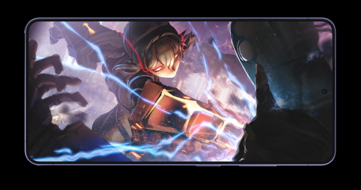 A scene from a game is seen on the screen of Galaxy S26 Ultra.