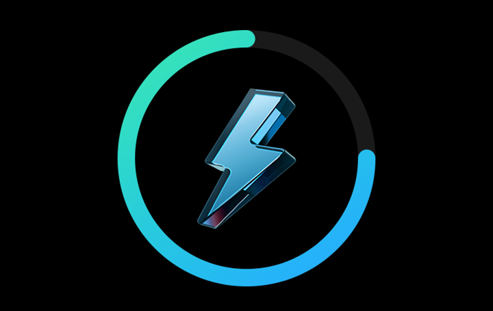A lightning bolt is surrounded by a partially filled-out circle to indicate the amount of power charged. Up to 75 percent charge in around 30 minutes.