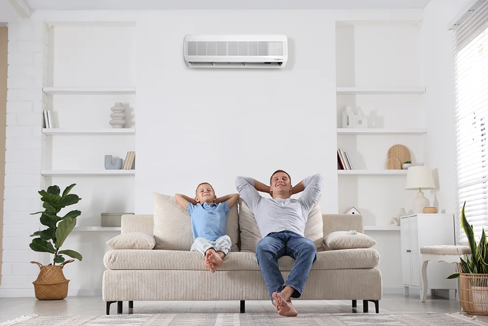 Family enjoying their new heat pump